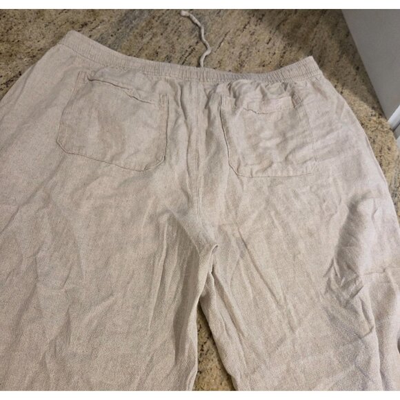 Old Navy Linen Blend Pants Tan High Rise Wide Leg Pull On Women Sz XL Drawstring - Picture 13 of 15